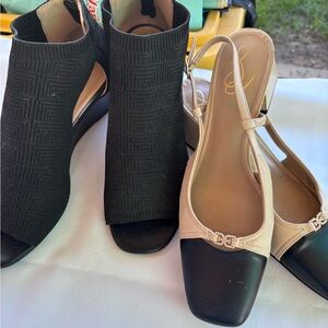 Elegant Black and Cream Women's Shoes and black booties bundle